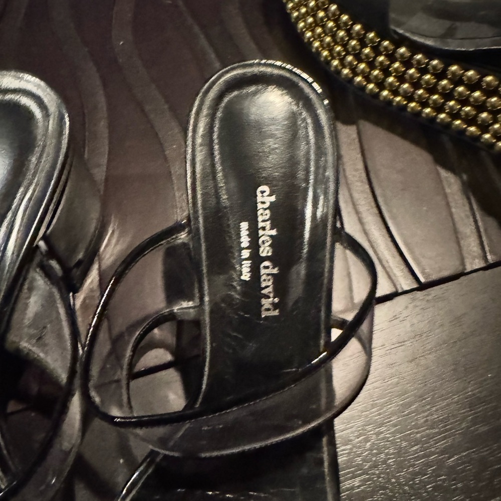 Charles David Black Heels with Clear Straps 10 - Picture 5 of 5